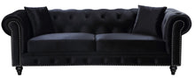 Load image into Gallery viewer, Chesterfield Black Velvet Sofa

