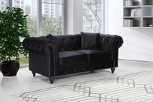 Load image into Gallery viewer, Chesterfield Black Velvet Loveseat
