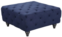 Load image into Gallery viewer, Chesterfield Navy Linen Ottoman image
