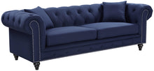Load image into Gallery viewer, Chesterfield Navy Linen Sofa image
