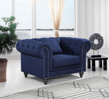 Load image into Gallery viewer, Chesterfield Navy Linen Chair

