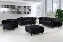 Load image into Gallery viewer, Chesterfield Black Velvet Ottoman
