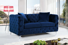 Load image into Gallery viewer, Scarlett Navy Velvet Loveseat
