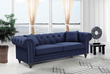 Load image into Gallery viewer, Chesterfield Navy Linen Sofa
