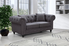 Load image into Gallery viewer, Chesterfield Grey Linen Loveseat
