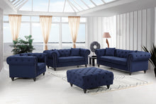 Load image into Gallery viewer, Chesterfield Navy Linen Loveseat
