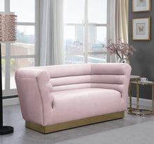 Load image into Gallery viewer, Bellini Pink Velvet Loveseat
