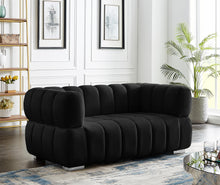 Load image into Gallery viewer, Gwen Black Velvet Loveseat
