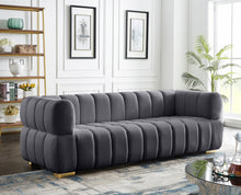 Load image into Gallery viewer, Gwen Grey Velvet Sofa
