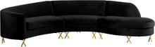Load image into Gallery viewer, Serpentine Black Velvet 3pc. Sectional
