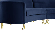 Load image into Gallery viewer, Serpentine Navy Velvet 3pc. Sectional
