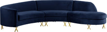 Load image into Gallery viewer, Serpentine Navy Velvet 3pc. Sectional image
