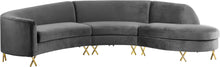 Load image into Gallery viewer, Serpentine Grey Velvet 3pc. Sectional image
