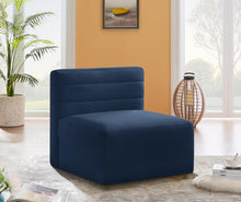 Load image into Gallery viewer, Quincy Navy Velvet Modular Armless Chair
