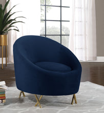 Load image into Gallery viewer, Serpentine Navy Velvet Chair
