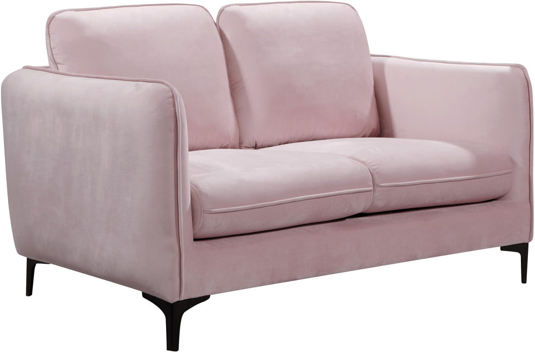Poppy Pink Velvet Loveseat