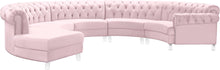 Load image into Gallery viewer, Anabella Pink Velvet 5pc. Sectional
