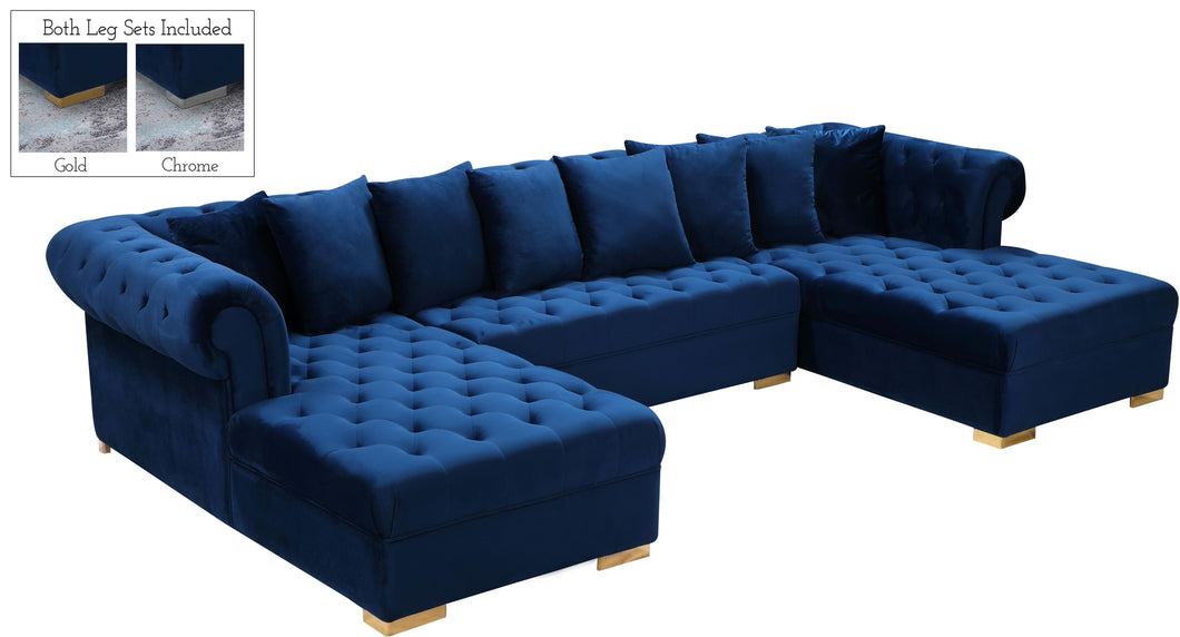 Presley Navy Velvet 3pc. Sectional