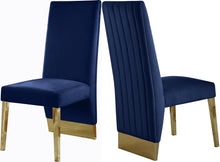 Load image into Gallery viewer, Porsha Navy Velvet Dining Chair image
