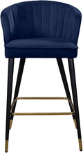 Load image into Gallery viewer, Cassie Navy Velvet Stool
