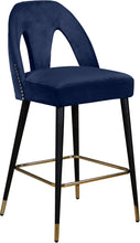 Load image into Gallery viewer, Akoya Navy Velvet Stool
