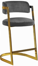 Load image into Gallery viewer, Stephanie Grey Velvet Stool
