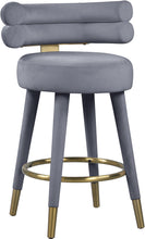Load image into Gallery viewer, Fitzroy Grey Velvet Counter Stool
