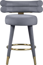 Load image into Gallery viewer, Fitzroy Grey Velvet Counter Stool
