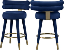 Load image into Gallery viewer, Fitzroy Navy Velvet Counter Stool image
