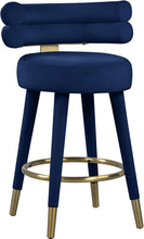 Load image into Gallery viewer, Fitzroy Navy Velvet Counter Stool
