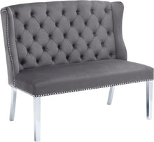 Load image into Gallery viewer, Suri Grey Velvet Settee Bench
