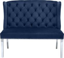 Load image into Gallery viewer, Suri Navy Velvet Settee Bench
