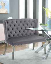 Load image into Gallery viewer, Suri Grey Velvet Settee Bench
