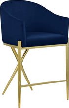 Load image into Gallery viewer, Xavier Navy Velvet Counter Stool
