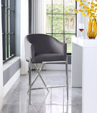 Load image into Gallery viewer, Xavier Grey Velvet Counter Stool
