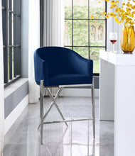 Load image into Gallery viewer, Xavier Navy Velvet Counter Stool
