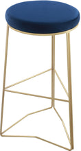 Load image into Gallery viewer, Tres Navy Velvet Bar Stool image

