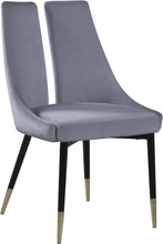 Load image into Gallery viewer, Sleek Grey Velvet Dining Chair
