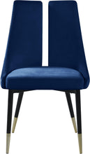 Load image into Gallery viewer, Sleek Navy Velvet Dining Chair
