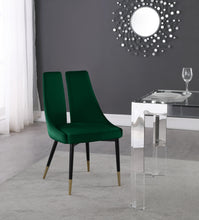 Load image into Gallery viewer, Sleek Green Velvet Dining Chair
