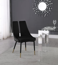 Load image into Gallery viewer, Sleek Black Velvet Dining Chair

