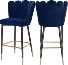 Load image into Gallery viewer, Lily Navy Velvet Stool image
