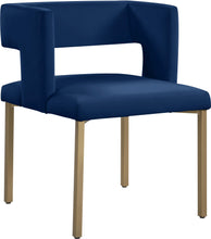Load image into Gallery viewer, Caleb Navy Velvet Dining Chair
