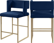 Load image into Gallery viewer, Caleb Navy Velvet Counter Stool image
