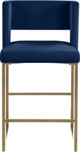 Load image into Gallery viewer, Caleb Navy Velvet Counter Stool
