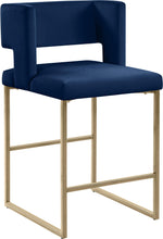 Load image into Gallery viewer, Caleb Navy Velvet Counter Stool
