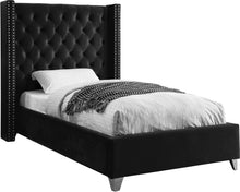 Load image into Gallery viewer, Aiden Black Velvet Twin Bed image
