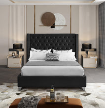 Load image into Gallery viewer, Aiden Black Velvet Queen Bed
