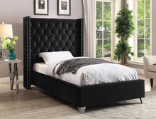 Load image into Gallery viewer, Aiden Black Velvet Twin Bed
