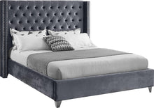 Load image into Gallery viewer, Aiden Grey Velvet Queen Bed image
